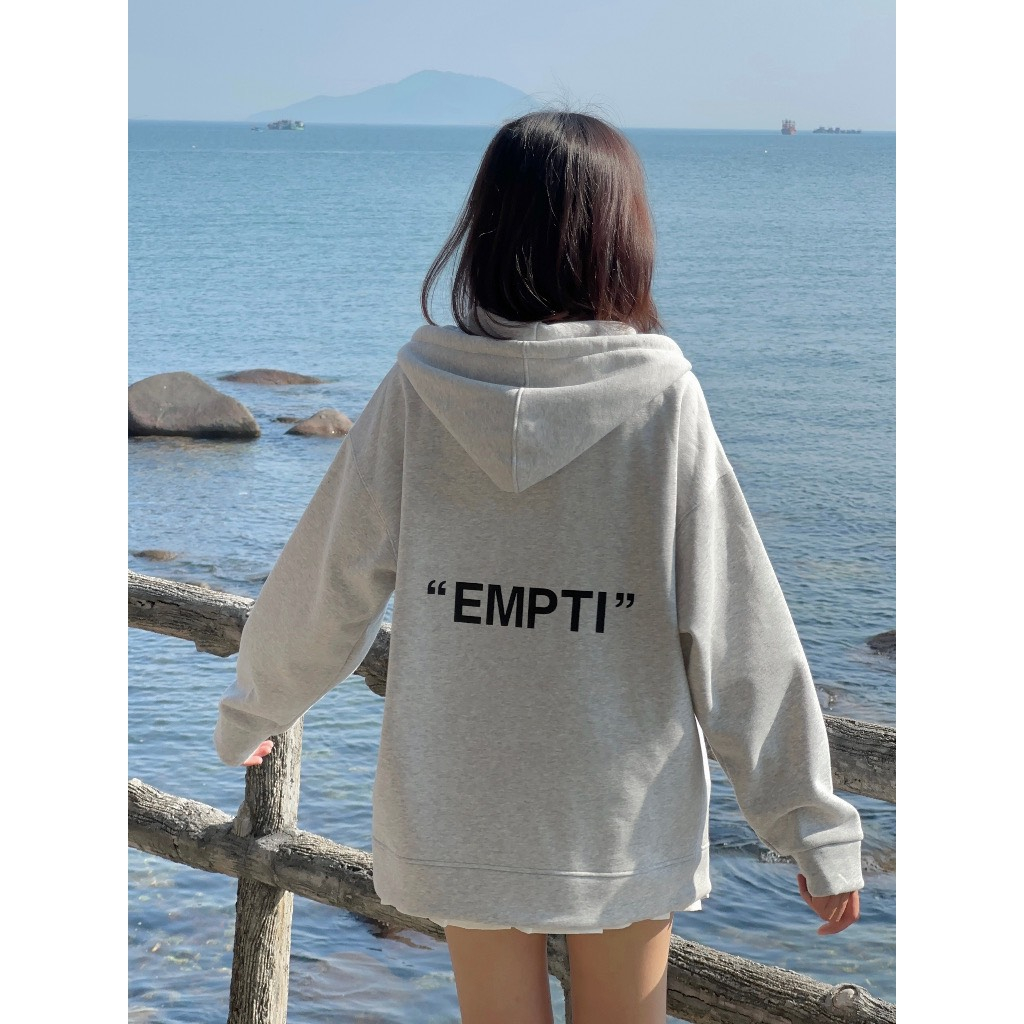 Áo Hoodie Zip EMPTI , Áo Khoác Nỉ Form Rộng Unisex In Chữ " EMPTI" Nam Nữ Mặc Đẹp | BigBuy360 - bigbuy360.vn