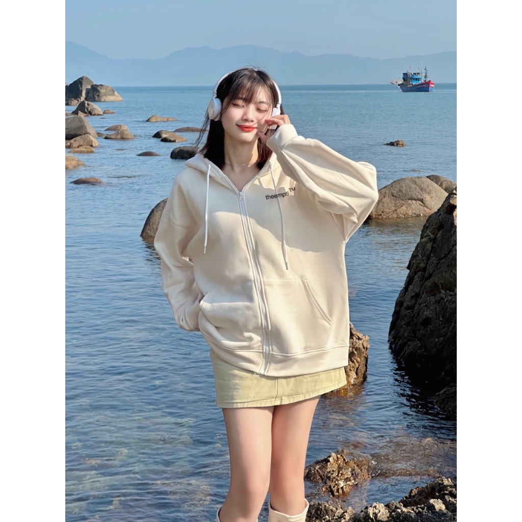 Áo Hoodie Zip EMPTI , Áo Khoác Nỉ Form Rộng Unisex In Chữ " EMPTI" Nam Nữ Mặc Đẹp | BigBuy360 - bigbuy360.vn