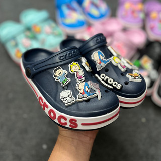Dép sục baya crocs unisex dép cross nữ đế bằng sục bánh mì baya crocs trắng xám đủ màu cute
