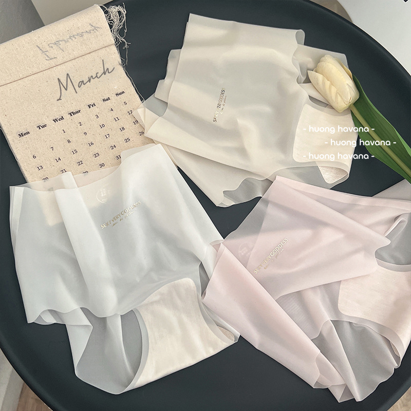 Quần lót nữ su tơ tàng hình có giãn không viền in chữ sexy ánh kim mã FLQ219