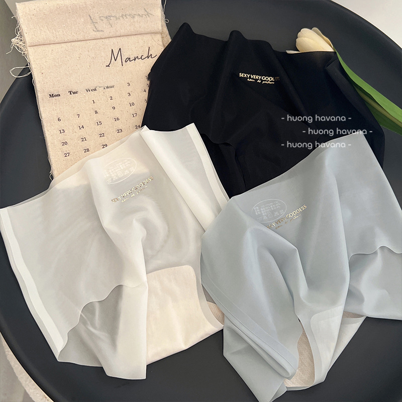 Quần lót nữ su tơ tàng hình có giãn không viền in chữ sexy ánh kim mã FLQ219