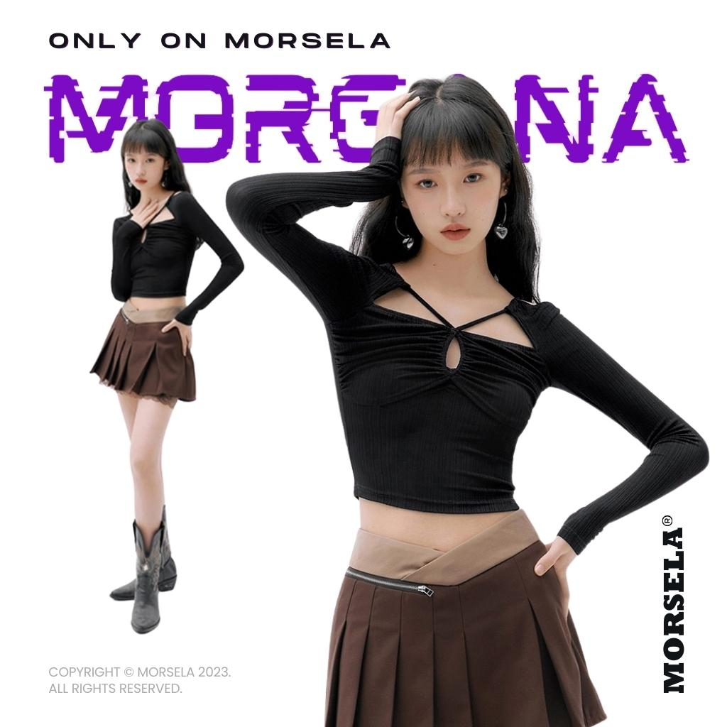MORSELA® chính hãng - Áo croptop nữ tay dài MORGANA ôm khoét vai phong cách sexy
