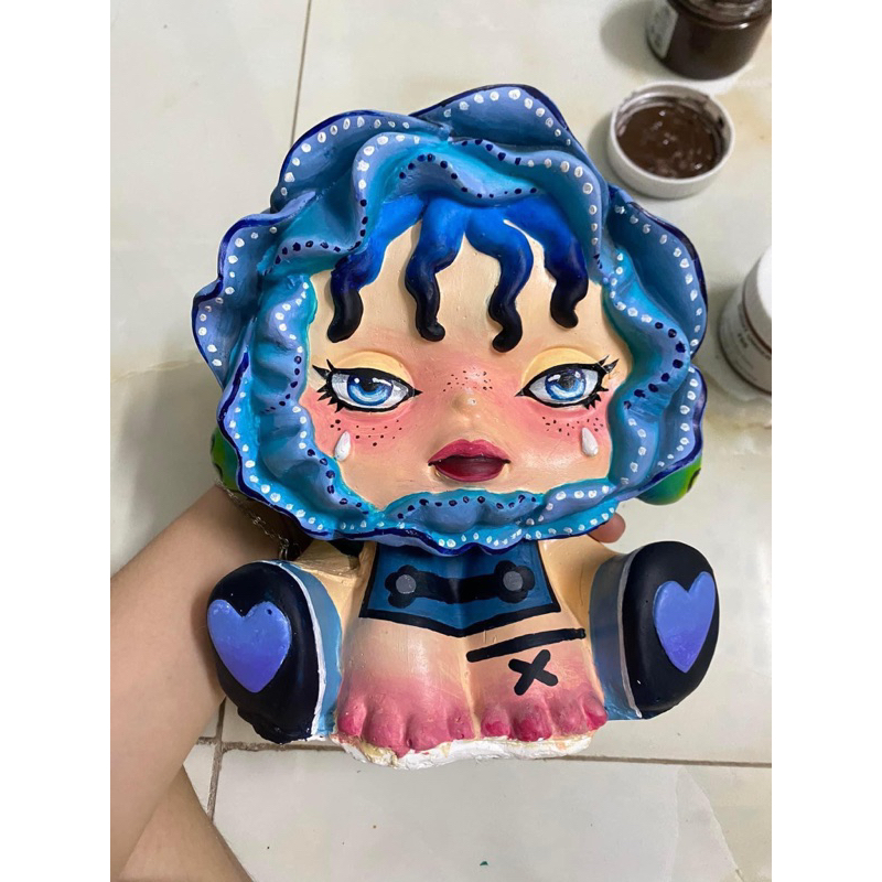 Tượng thạch cao tô màu Skullpanda- Đồ chơi tô màu cho bé tặng kèm cọ và màu vẽ acrylic