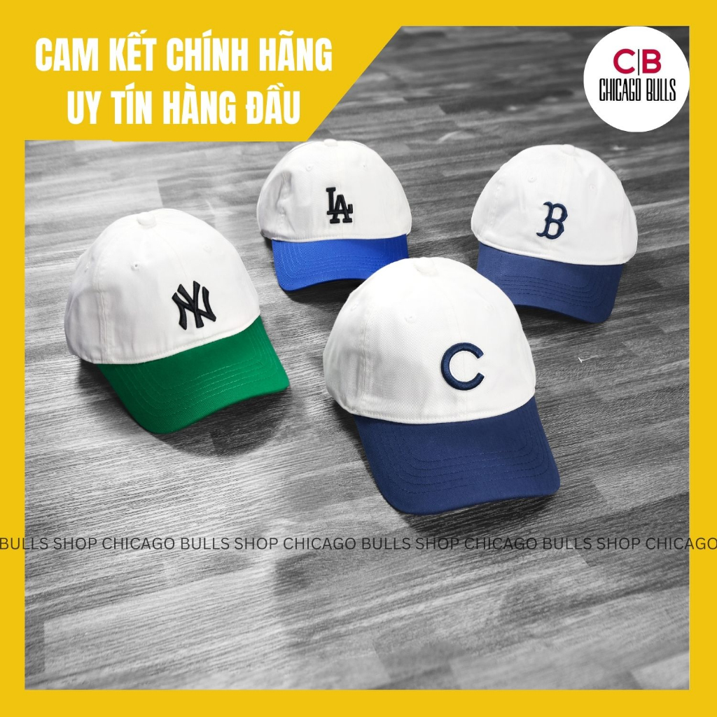 (𝗖𝗵𝗶́𝗻𝗵 𝗵𝗮̃𝗻𝗴) Mũ/Nón lưỡi trai MLB Trắng/Xanh - Đủ bộ 4 màu