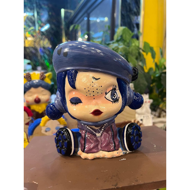 Tượng thạch cao tô màu Skullpanda- Đồ chơi tô màu cho bé tặng kèm cọ và màu vẽ acrylic