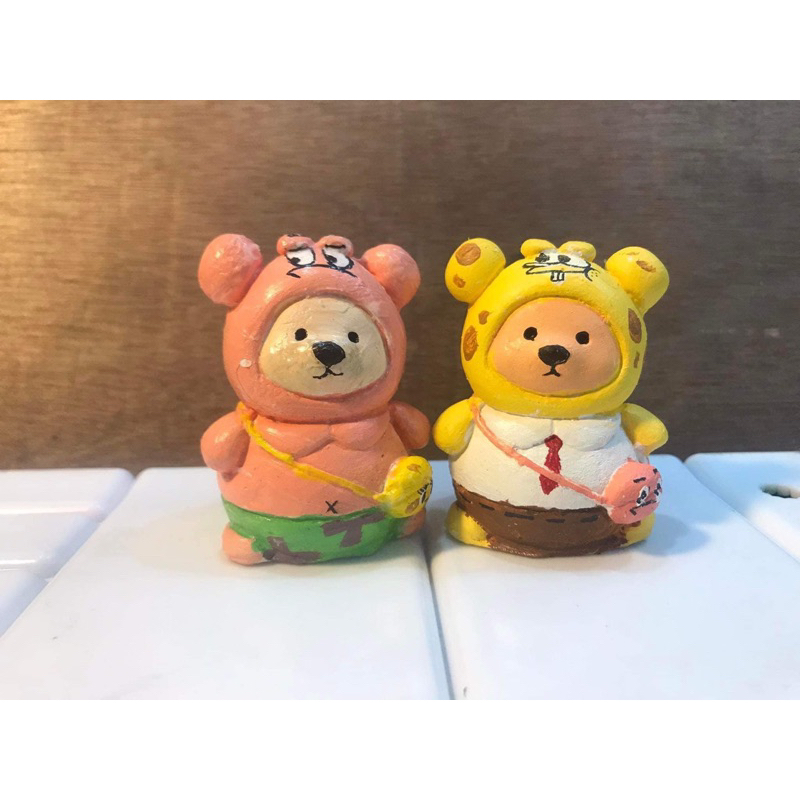 Tượng thạch cao tô màu gấu béo đeo túi chéo size lớn- Tượng tô màu cho bé tặng kèm cọ và màu vẽ acrylic