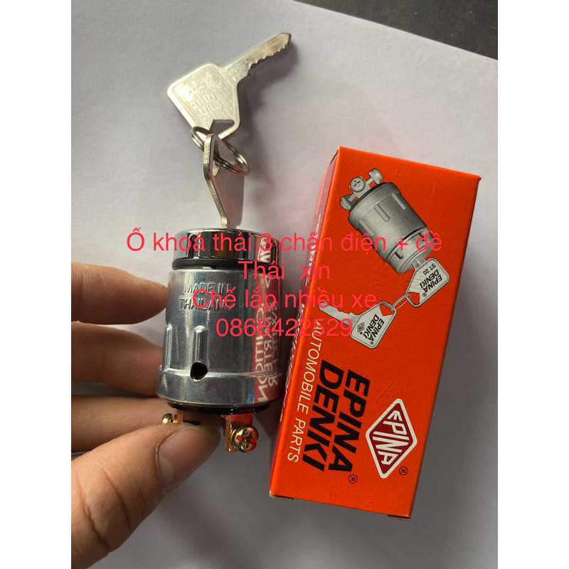 Ổ khoá thái 3 chân điện+ đề  nổ xịn chế  lắp xe máy, xe 3 gác, máy công trình