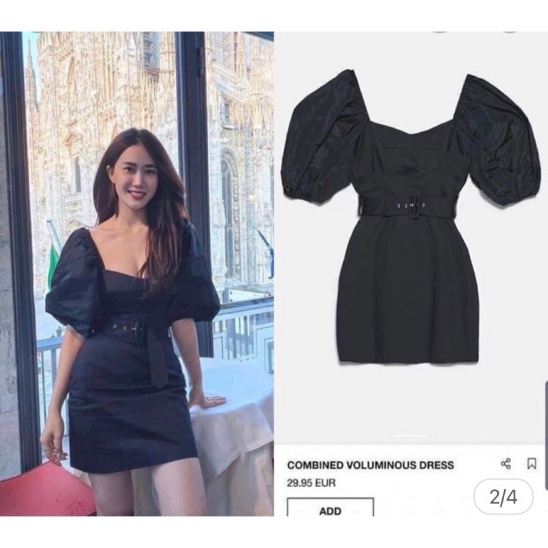 ĐẦM ZA.RA TAY BỒNG KÈM BELT SANG TRỌNG