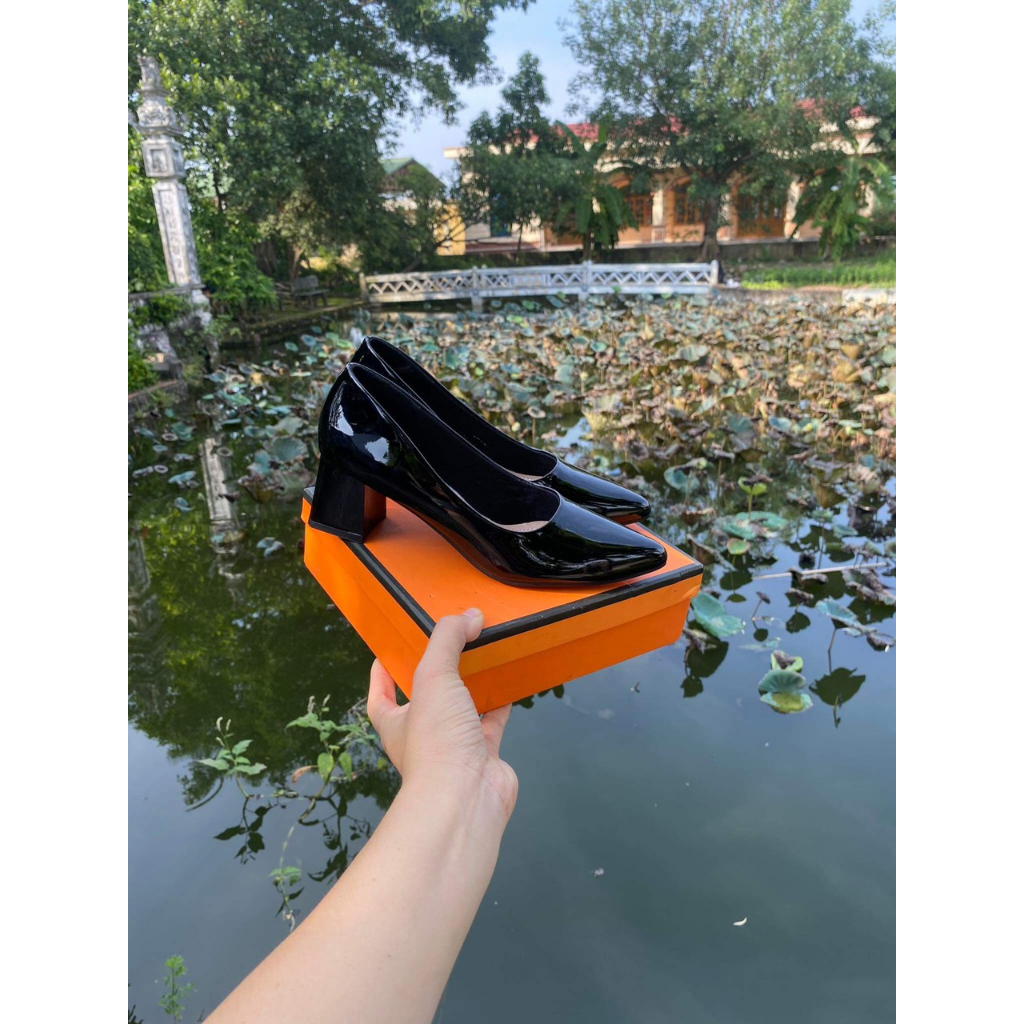 Giày Cao Gót 5 cm Mũi Nhọn gót vuông da bóng mềm êm chân phom chuẩn size 35 - 41 - Mã GV01