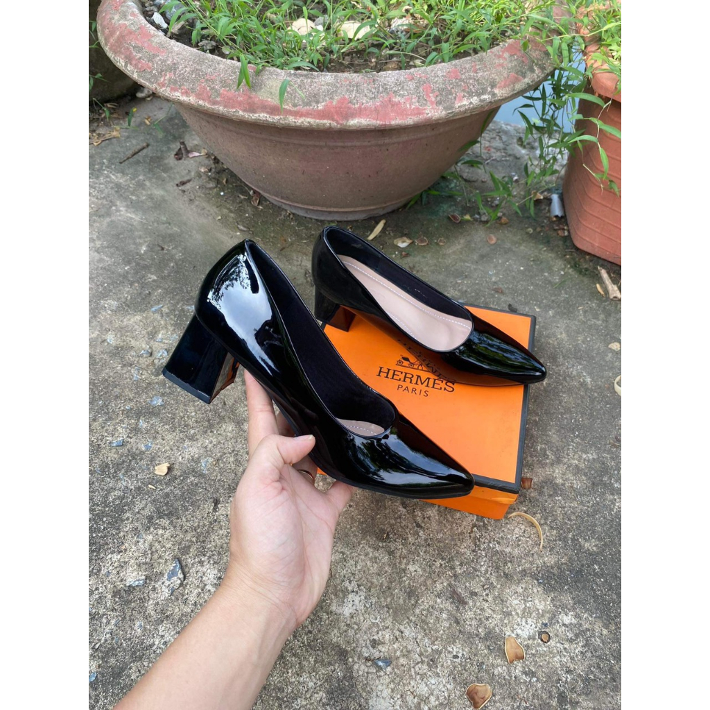 Giày Cao Gót 5 cm Mũi Nhọn gót vuông da bóng mềm êm chân phom chuẩn size 35 - 41 - Mã GV01