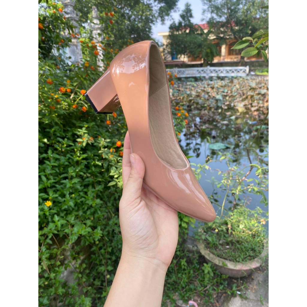 Giày Cao Gót 5 cm Mũi Nhọn gót vuông da bóng mềm êm chân phom chuẩn size 35 - 41 - Mã GV01