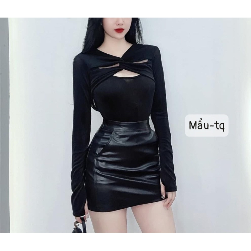 Áo nhũ xoắn cổ tôn dáng