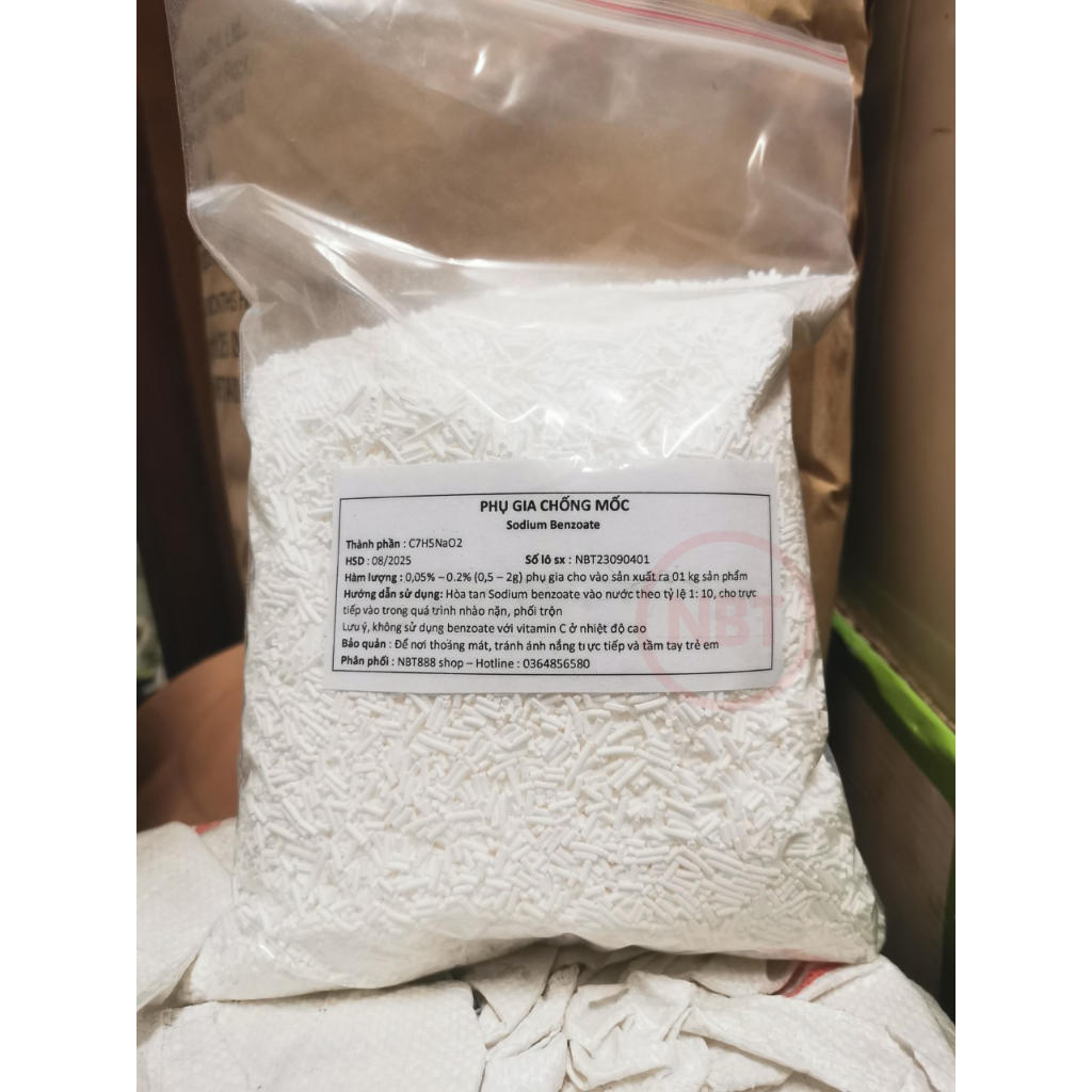 Bột chống mốc sodium benzoate ( 01 kg ) dùng trong sản xuất thực phẩm, bún tươi, hủ tiếu, phở...