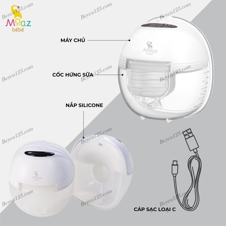 Máy hút sữa điện Cup rảnh tay không dây Moaz BéBé MB-052 MB052/ Nhiệt kế hồng ngoại đo trán MB-024 MB024