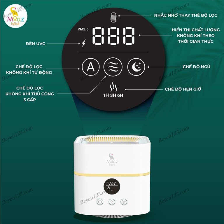 Máy lọc không khí bằng tia UV và tạo độ ẩm Moaz MB-066 MB066/ Máy tiệt trùng núm ti giả tia UVC MB-045 MB045