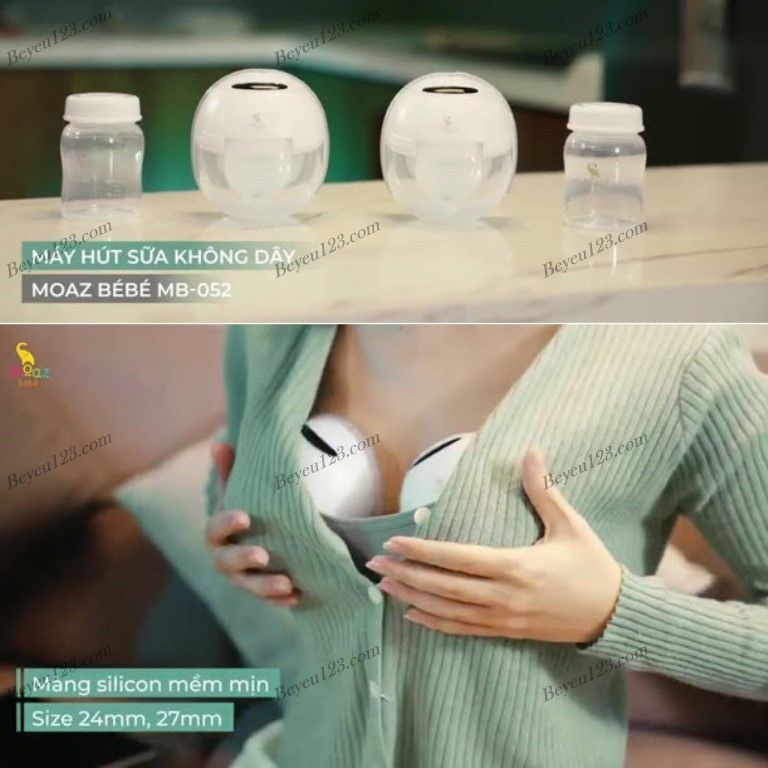 Máy hút sữa điện Cup rảnh tay không dây Moaz BéBé MB-052 MB052/ Nhiệt kế hồng ngoại đo trán MB-024 MB024