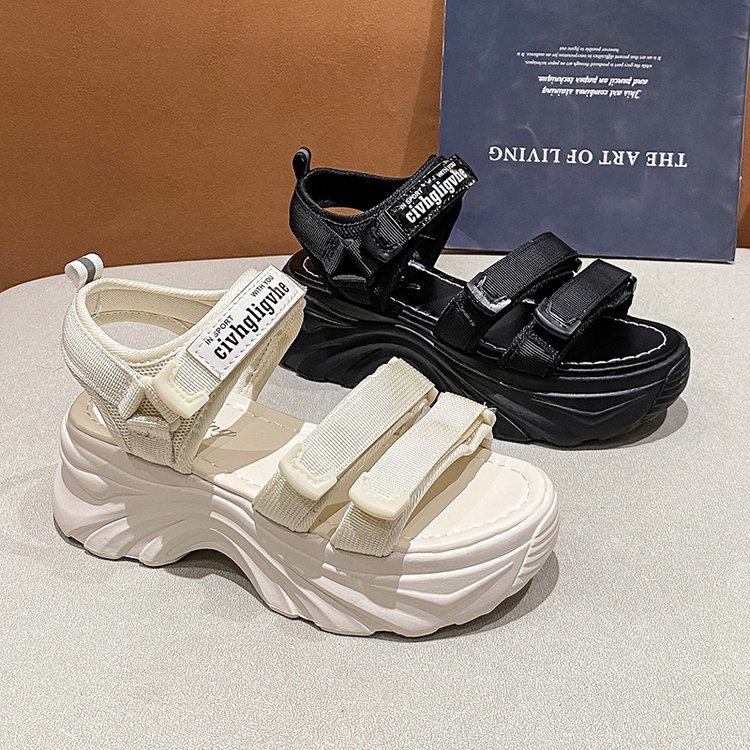 Sandal nữ 2 quai dán Cidv đế cao 5cm cực êm chân phong cách Hàn Quốc phù hợp đi học,đi chơi