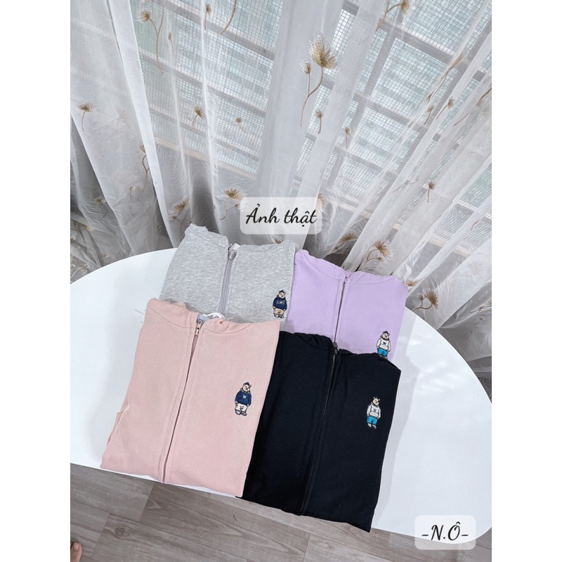 Áo khoác nỉ hoodie chất nỉ da cá full tag đủ màu đen, tím, ghi, hồng - Annee