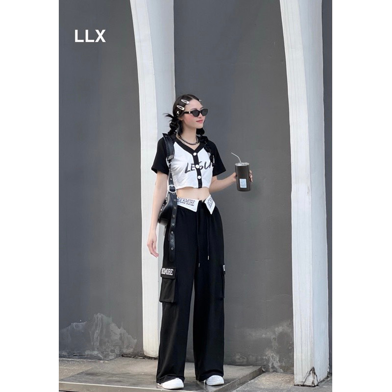 Sét bộ thời trang áo croptop quần túi hộp siêu hiện đại phong cách trẻ trung