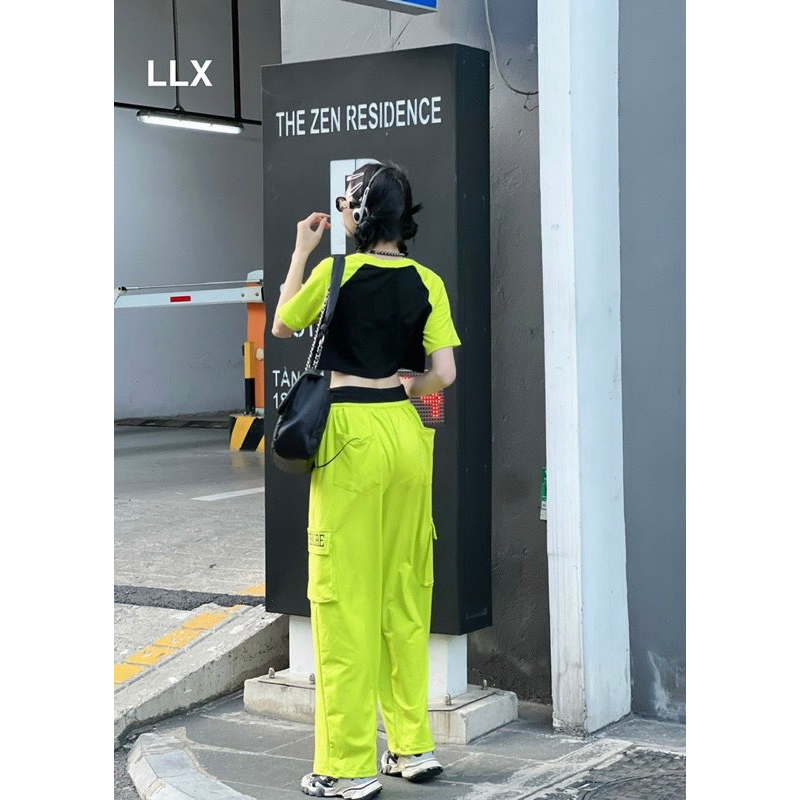 Sét bộ thời trang áo croptop quần túi hộp siêu hiện đại phong cách trẻ trung