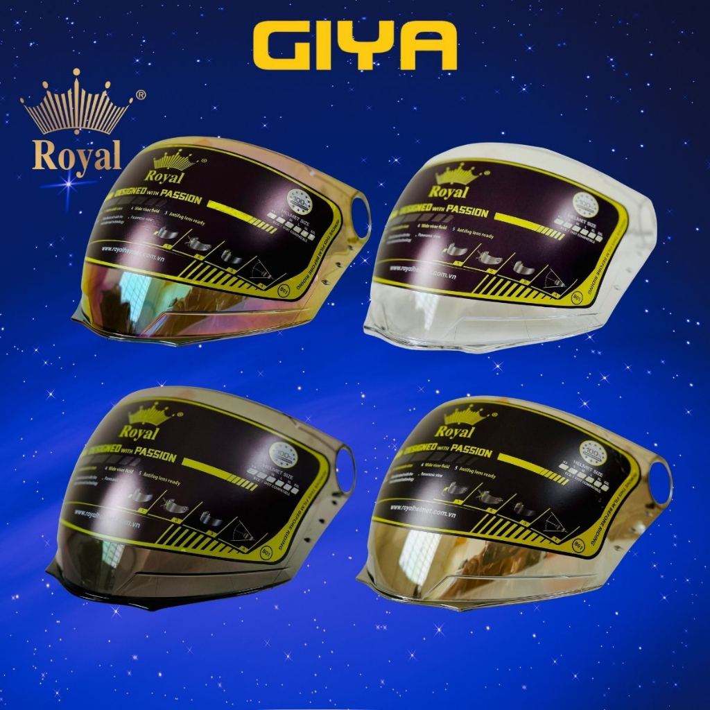Kính thay cho mũ bảo hiểm Royal 3/4 XH01 - M268