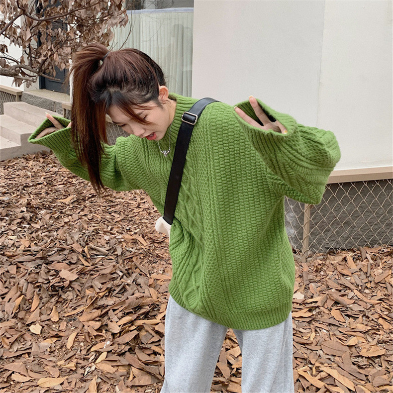 Áo len cổ tròn tay dài form rộng, Áo lên kiểu dáng Hàn Quốc thời trang cá tính cho nữ | BigBuy360 - bigbuy360.vn