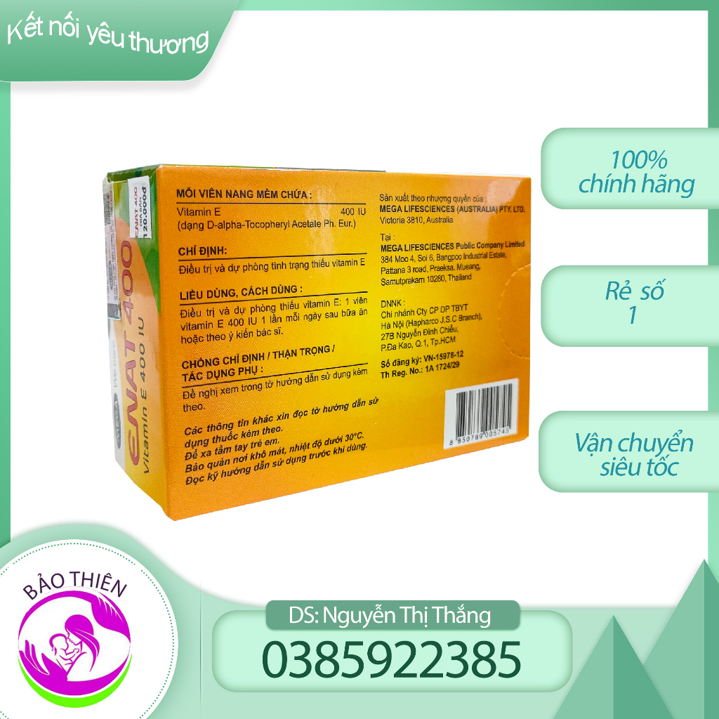 ENAT 400 Bổ sung Vitamin E hộp 30 viên