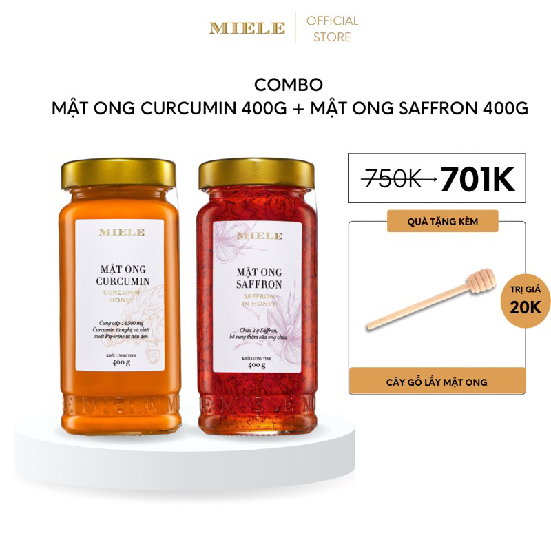 Combo: Mật ong Curcumin 400g + Mật ong Saffron 400g
