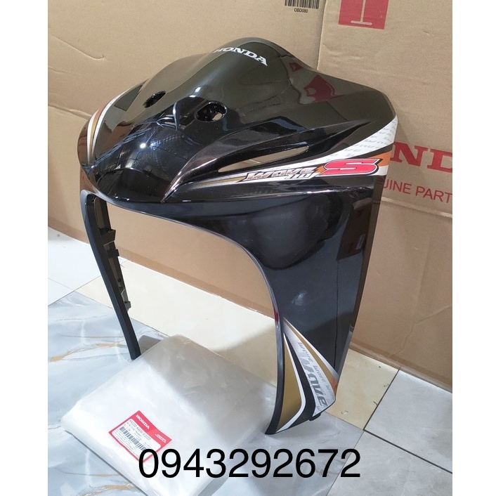 Bộ ốp Trước - Quây Mặt Nạ Wave S110 (2011) Màu Đen Honda (64200KWWE20ZD)