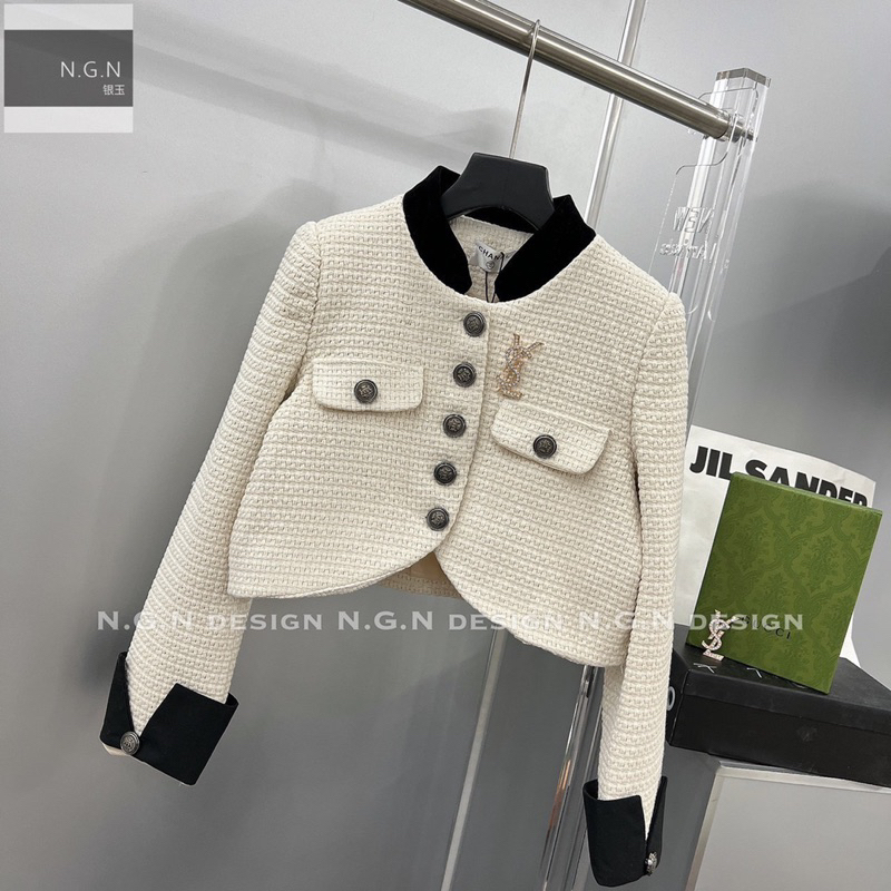 Áo dạ phối cổ kèm tag