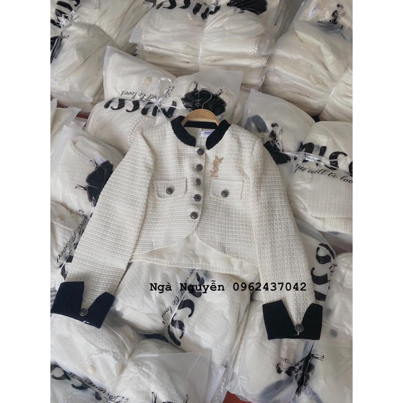 Áo dạ phối cổ kèm tag