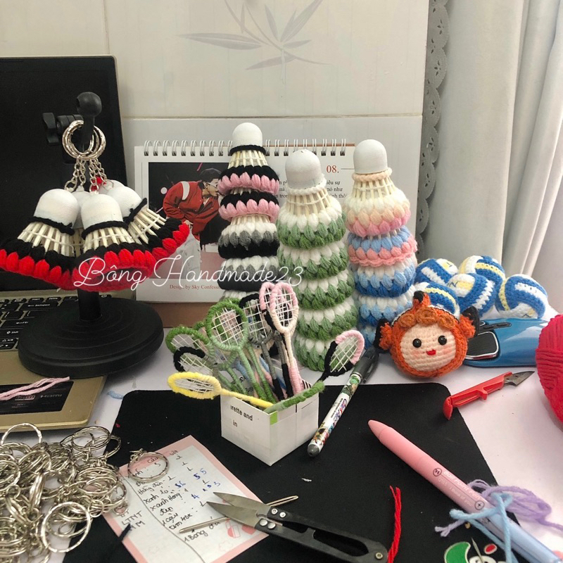Móc khoá cầu lông bằng len - By BongHandmade23