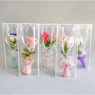 Hoa Hồng Len Handmade Đan Thủ Công Có Túi Làm Quà Tặng Sinh Nhật