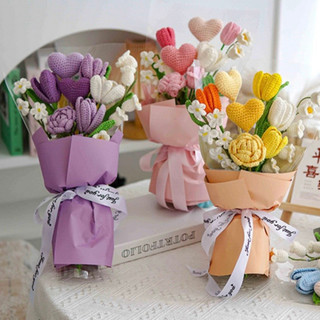 Bó hoa len handmade đan sẵn làm quà tặng sinh nhật bạn gái, tặng sinh nhật mẹ