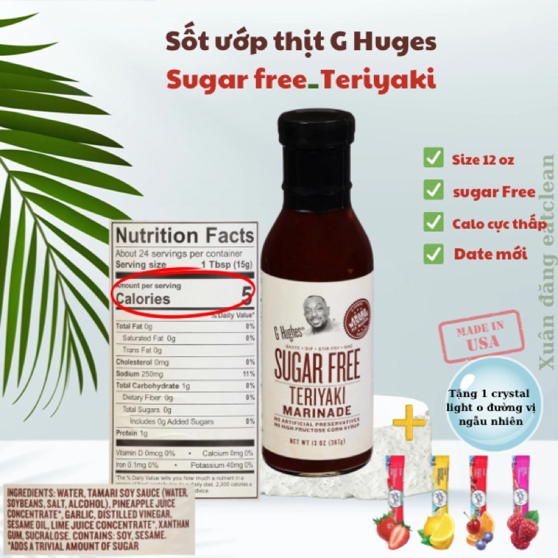 Sốt ướp thịt heo, gà, bò, hải sản vị Teriyaki không đường G Hughes ( eat clean , keto , gymer)