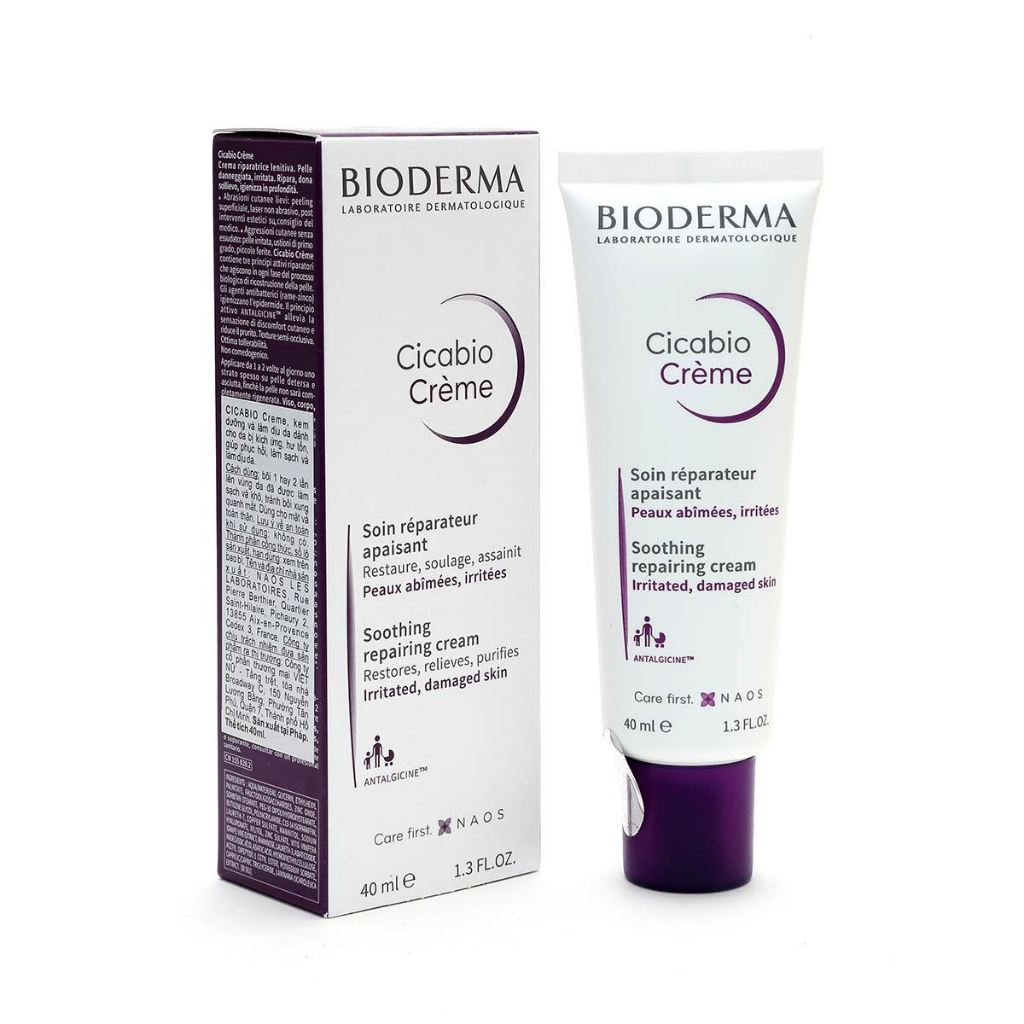 Kem dưỡng phục hồi da Bioderma Cicabio Cream 40ml - 100ml tím