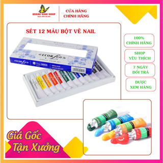 Sét 12 màu bột vẽ Ecorfin làm nail 12*12ml