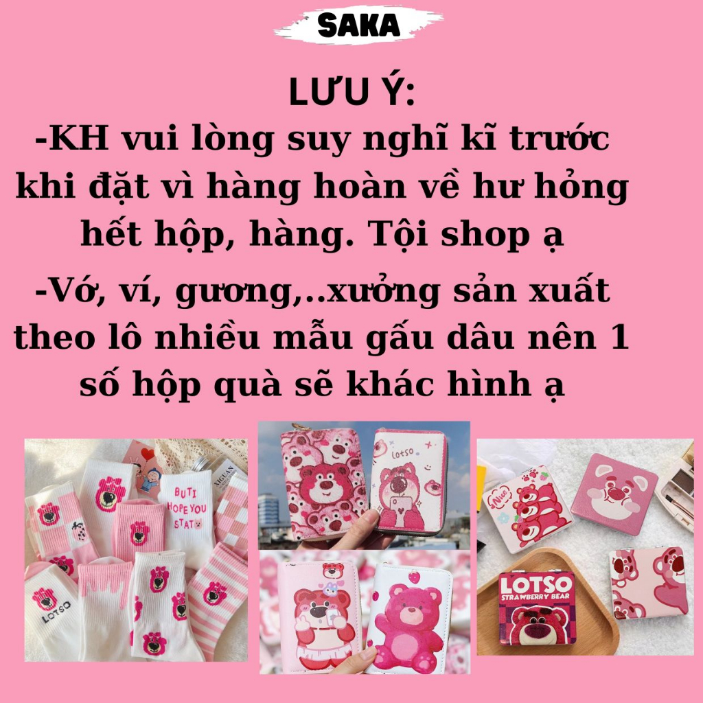 Set Quà Tặng Sinh Nhật Bạn Gái/ Nữ/ Người Yêu/ Bạn Thân Gấu Dâu Lotso 16 Món Giá Rẻ Có Hộp Saka