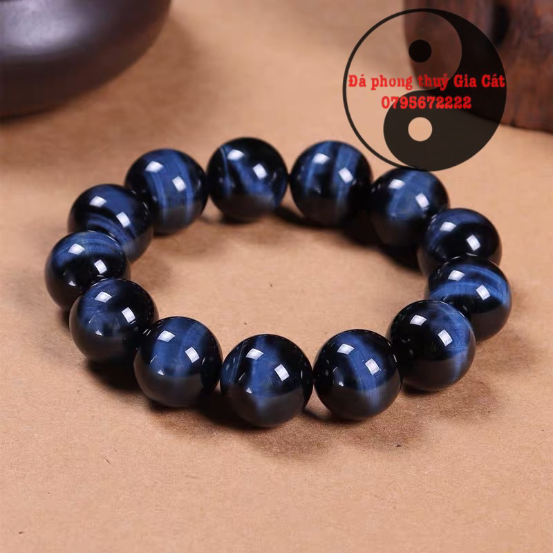 Vòng tay mắt hô xanh đen đẹp vip có ánh xanh kiểm định