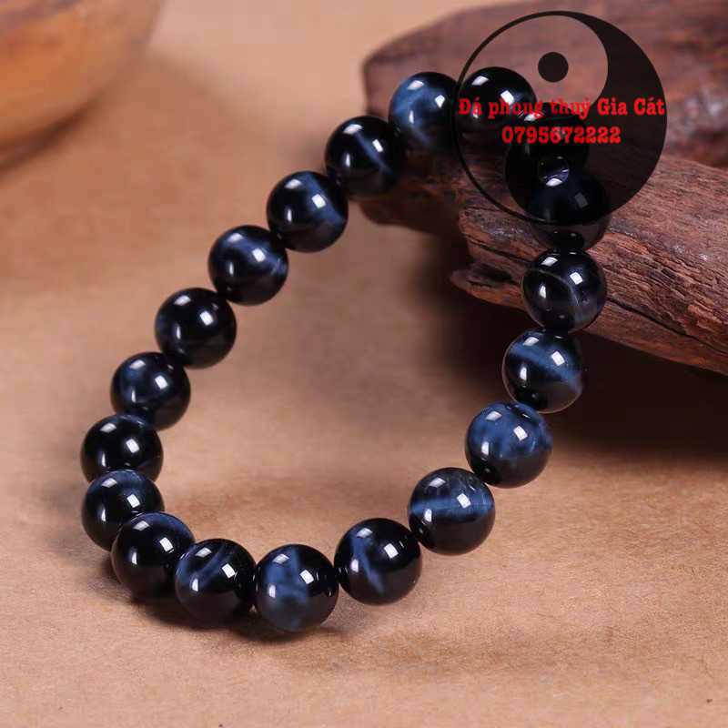 Vòng tay mắt hô xanh đen đẹp vip có ánh xanh kiểm định