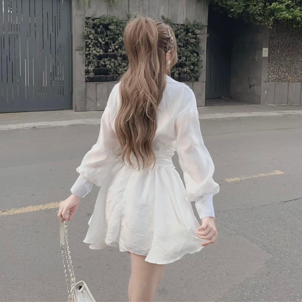 Váy nữ tiểu thư thiết kế cổ sơ mi dễ thương đầm xinh đi chơi dạo phố nhẹ nhàng Minaca V225