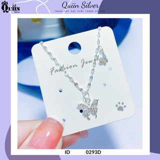 Dây chuyền/vòng cổ bạc ta, bạc s925 quiin - hình bướm kép dành cho nữ 0293d