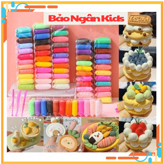 Đất sét Nhật tự khô an toàn Lốc 12-24-36 màu cao cấp Softclay nặn hình, làm Butter slime kèm bộ cây tạo hình