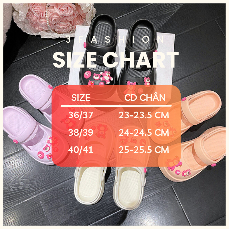 Dép sục cross nữ mary jane sticker sanrio dễ thương nhựa EVA bền đẹp nhẹ êm chân 3Fashion - 3267