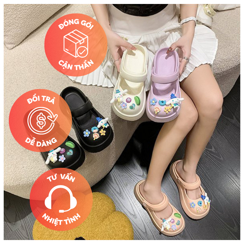 Dép sục cross nữ mary jane sticker sanrio dễ thương nhựa EVA bền đẹp nhẹ êm chân 3Fashion - 3267
