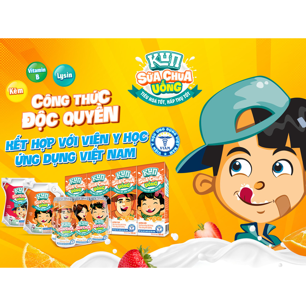 Thùng 12 lốc sữa trái cây Kun 110ml