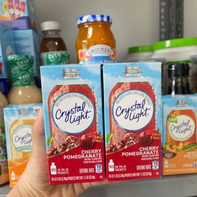 Bột Trái Cây pha nước Không Đường Giải Khát CRYSTAL LIGHT Drink Mix Keto, Das, Low Carb, Eat Clean, Hộp 10 Gói Nhỏ