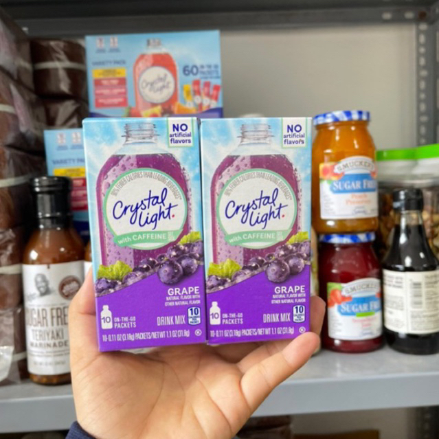 Bột Trái Cây pha nước Không Đường Giải Khát CRYSTAL LIGHT Drink Mix Keto, Das, Low Carb, Eat Clean, Hộp 10 Gói Nhỏ