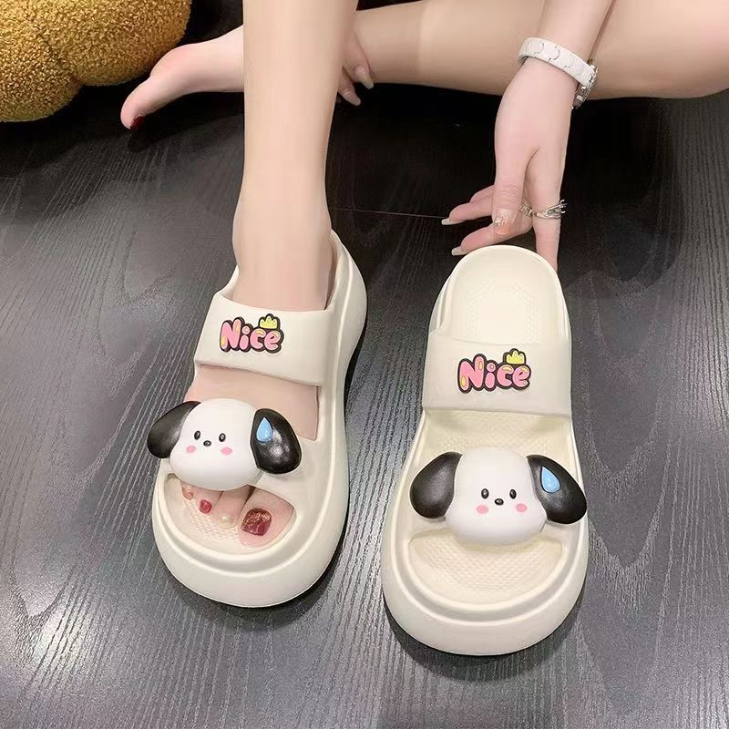 FREE SHIP Dép bánh mỳ hình Cún cute, Dép quai ngang nữ đế đúc siêu êm HOT 2022 Gấu Xinh Store Dép Mèo DL42