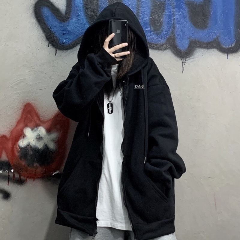 Áo hoodie zip nam nữ áo khoác nỉ hoodie basic form rộng gắn mác KANG áo nỉ bông unisex nam nữ siêu dày phong cách Hàn
